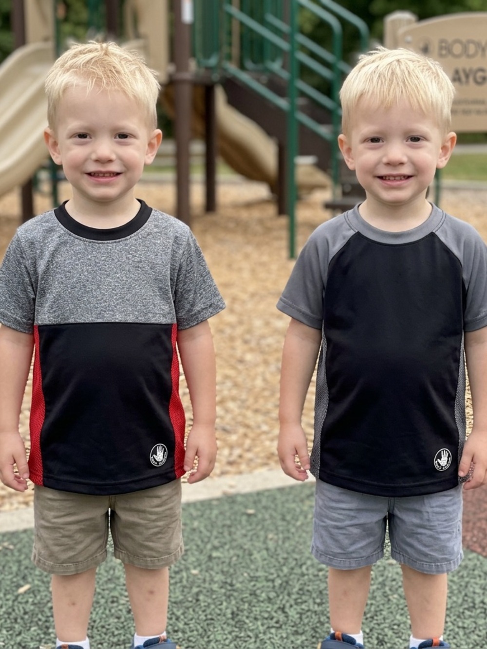 Body Glove Boys Short Sleeve Athletic Tee w/ Colorblock Panels Black & Gray& Red